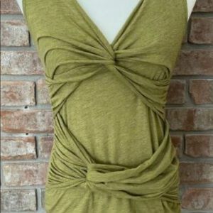 RARE Anthropologie Deletta olive green boho crisalix cross layers tank top XL
